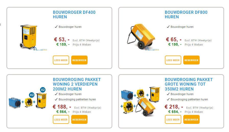 verhuur bouwdroger